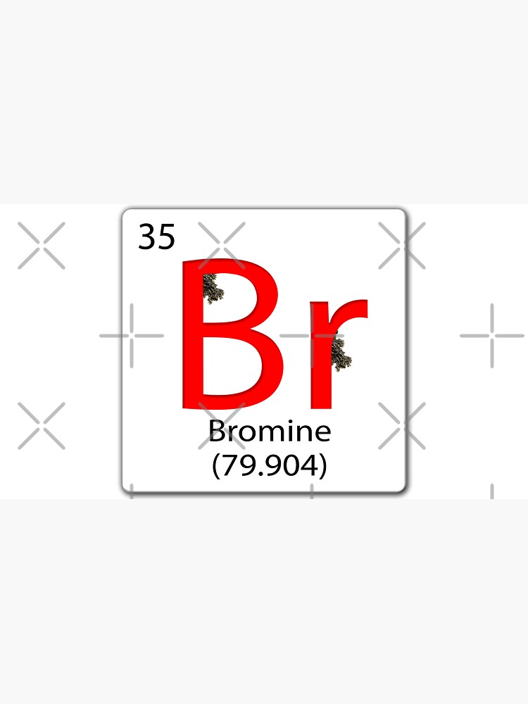 " chemical element tile Br Bromine with seaweed. Bromine was discovered