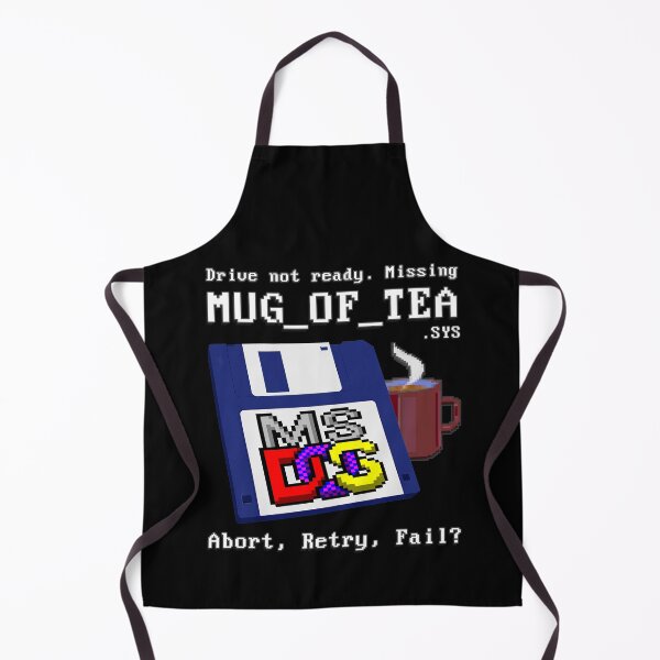 Item preview, Drive not ready. Missing MUG OF TEA  - Abort, Retry, Fail? - Classic MS DOS Operating System Drive error message. designed and sold by RetroTeeStudio.