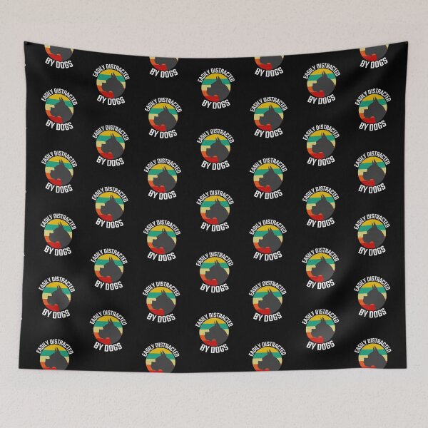 Item preview,  Easily Distracted by Dogs -colourful cute funny retro gift present t-shirt. designed and sold by DesignedBySnip.