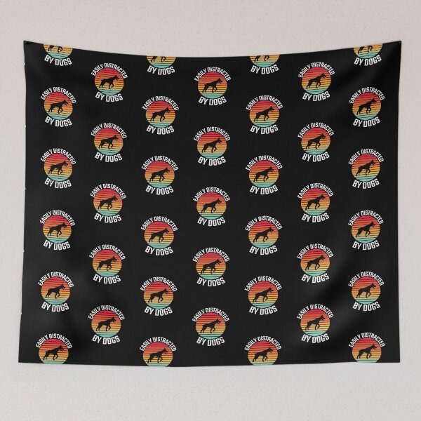 Item preview,  Easily Distracted by Dogs -colourful cute funny retro gift present t-shirt. designed and sold by DesignedBySnip.