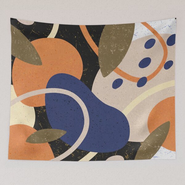 Item preview, Abstract shapes composition - orange blue black designed and sold by Yasminespace.