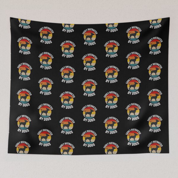 Item preview,  Easily Distracted by Dogs -colourful cute funny retro gift present t-shirt. designed and sold by DesignedBySnip.