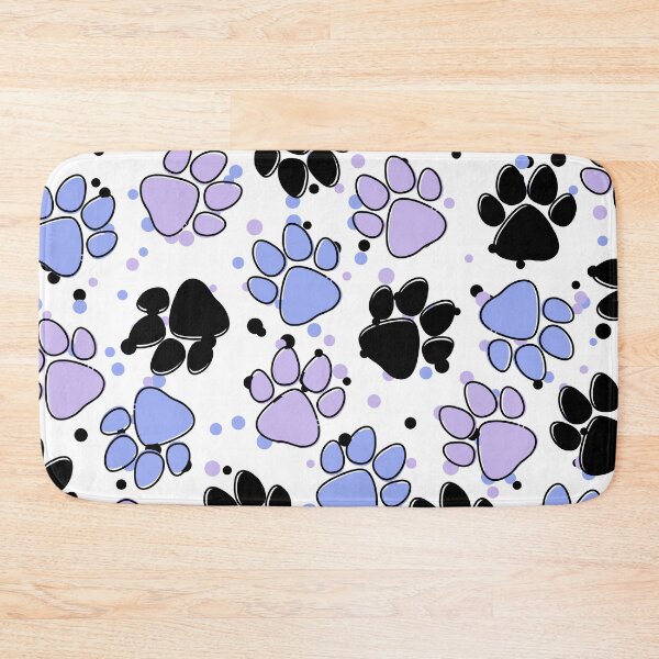 Item preview, Puppy Paws Colorful Pattern with Confetti (white-blue-purple) designed and sold by Dorina Larsdotter.