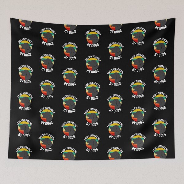 Item preview,  Easily Distracted by Dogs -colourful cute funny retro gift present t-shirt. designed and sold by DesignedBySnip.
