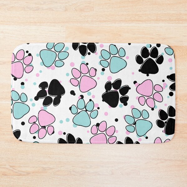 Item preview, Puppy Paws Colorful Pattern with Confetti (white-green-pink) designed and sold by Dorina Larsdotter.