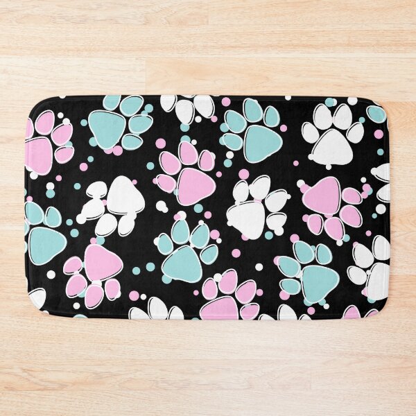 Item preview, Puppy Paws Colorful Pattern with Confetti (black-green-pink) designed and sold by Dorina Larsdotter.