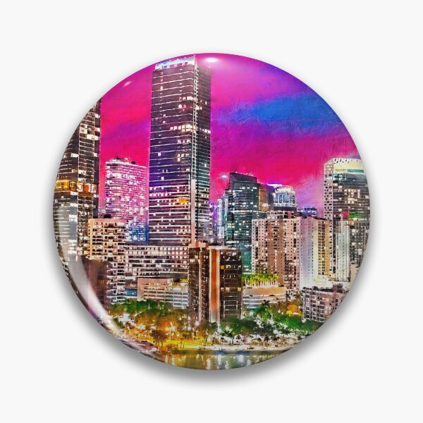 Item preview, Brickell Bay Drive skyline at twilight, Miami - digital painting designed and sold by NickoPrints.