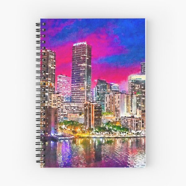 Item preview, Brickell Bay Drive skyline at twilight, Miami - digital painting designed and sold by NickoPrints.