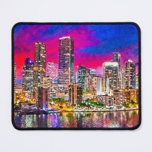 Item preview, Brickell Bay Drive skyline at twilight, Miami - digital painting designed and sold by NickoPrints.