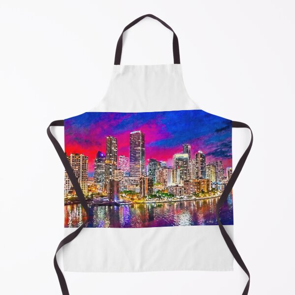 Item preview, Brickell Bay Drive skyline at twilight, Miami - digital painting designed and sold by NickoPrints.