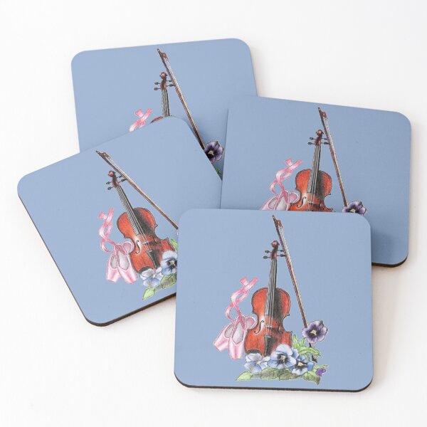Item preview, Violin ballet shoes  blue flowers designed and sold by Katerina Makarova.