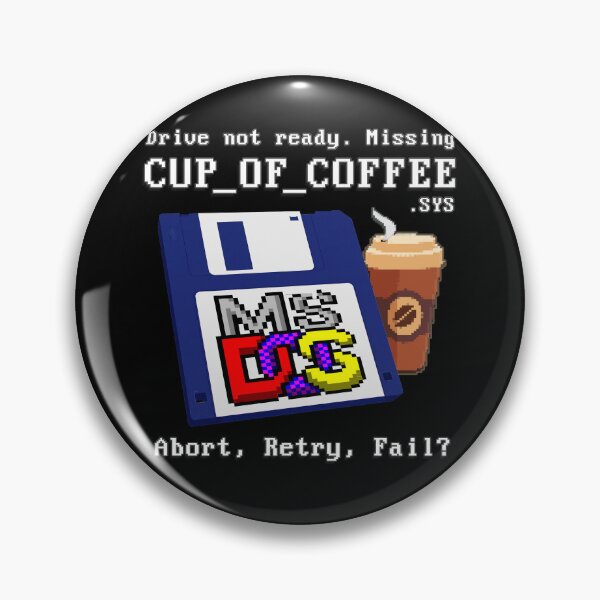Item preview, Drive not ready. Missing CUP OF COFFEE - Abort, Retry, Fail? - Classic MS DOS Operating System Drive error message. designed and sold by RetroTeeStudio.