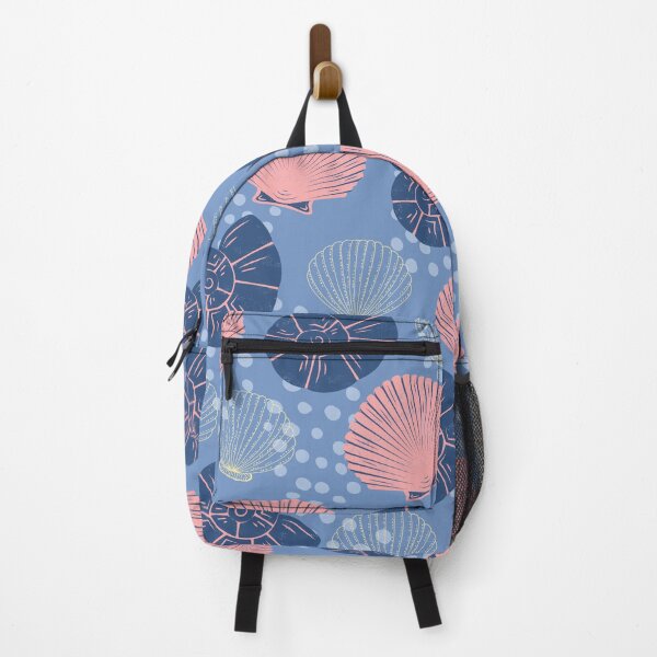 Item preview, Sea and Ocean shells Colorful Pattern (blue-red) designed and sold by Dorina Larsdotter.