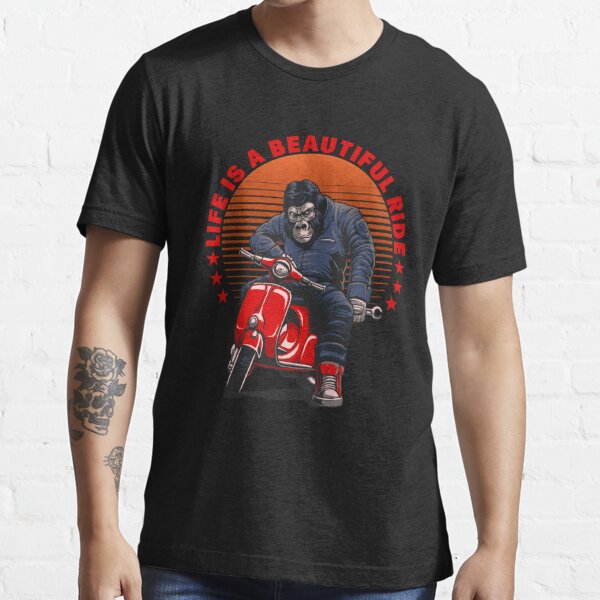 Gorilla monkey scooter moped moped scooter rider Essential T-Shirt by  Macphisto71