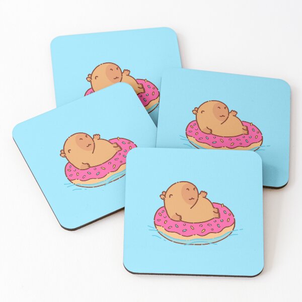 Item preview, Capybara floating in a donut floater, don'tt worry be capy designed and sold by manydoodles.