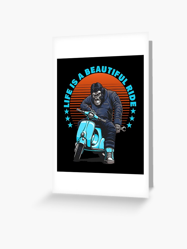 Gorilla monkey scooter moped moped scooter rider Greeting Card by  Macphisto71