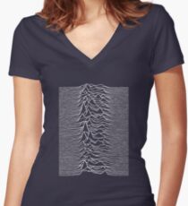 CP 1919 - Joy Division Unknown Pleasures: White on clear Women's Fitted V-Neck T-Shirt