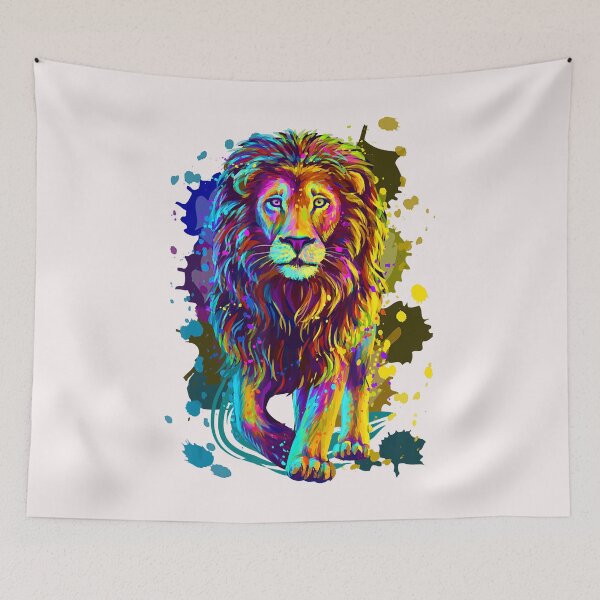 Aperçu de l'œuvre Cool Lion Sauvage Coloré Conception Graphique Lion Élégant créée et vendue par RudyDavis.