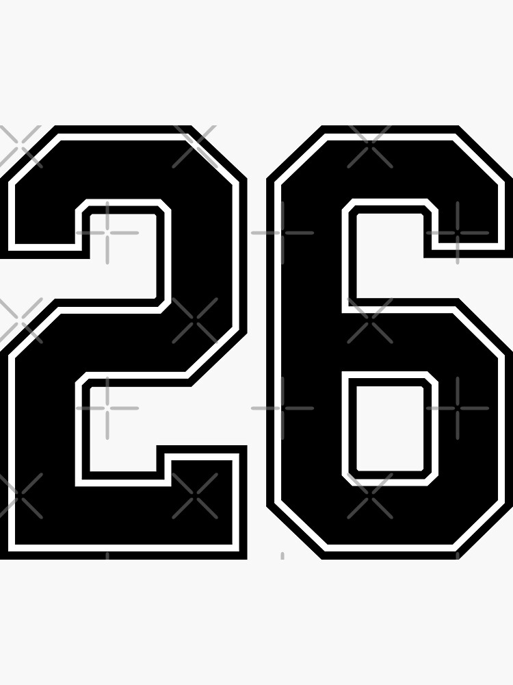 Black Number 26 lucky sports jersey twenty six