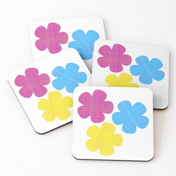 Item preview, Tartan Flowers Pink, Yellow, Blue on White designed and sold by Shapes-Mania.