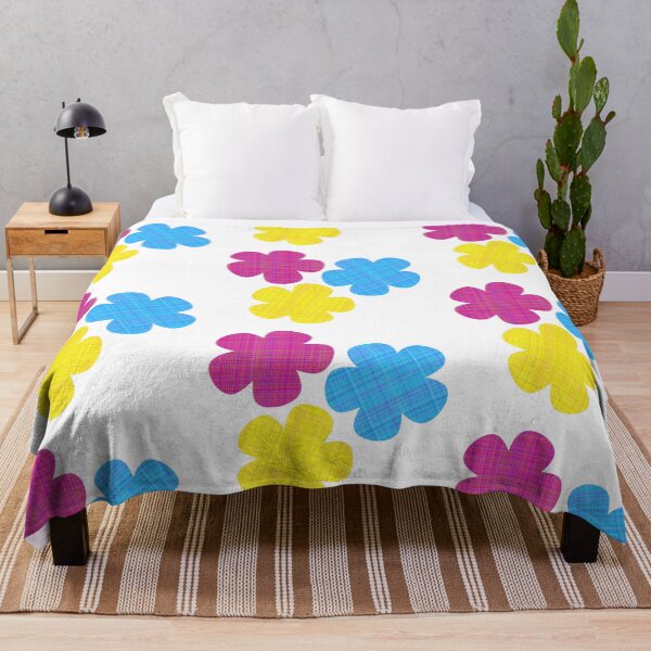 Item preview, Tartan Flowers Pink, Yellow, Blue on White designed and sold by Shapes-Mania.