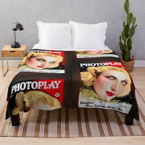 Carole Lombard Photoplay Magazine by Earl Christy Remastered Vintage Art Xzendor7 Reproductions Throw Blanket