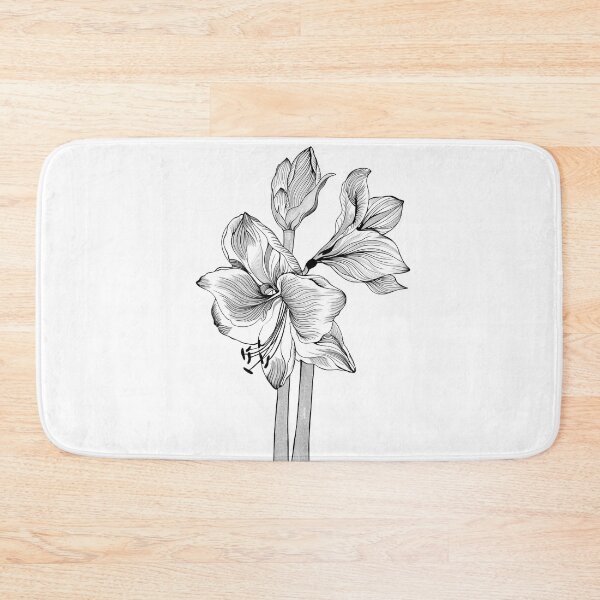 Artikelvorschau, Amaryllis hippeastrum lilly Blume isolierte schwarz-weiße Umrisszeichnung. Frühlingsblumenstrauß-Laubelement. Designillustration. Linienstil. entworfen und verkauft von Sunshine2504.