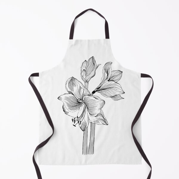 Item preview, Amaryllis hippeastrum lilly flower isolated black and white outline sketch drawing. Spring floral bouquet foliage element. design illustration. Line style. designed and sold by Sunshine2504.