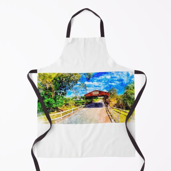 Item preview, Coral Springs Covered Bridge - watercolor ink painting designed and sold by NickoPrints.