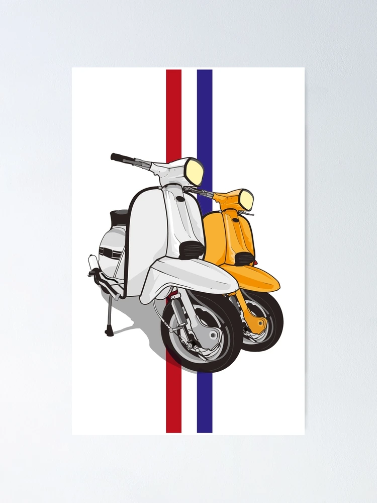 Lambretta Scooters with classic retro mod 60s stripes for scooterists |  Poster