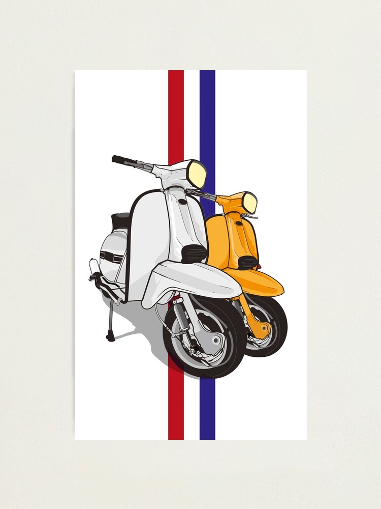 Lambretta Scooters with classic retro mod 60s stripes for scooterists  Photographic Print for Sale by peterpaz | Redbubble