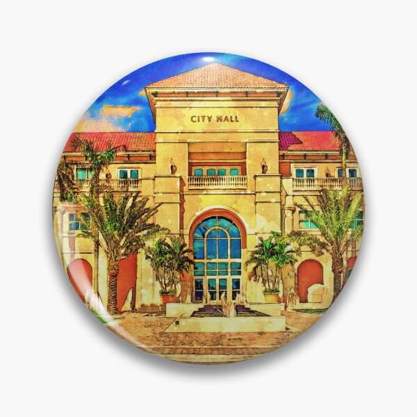 Item preview, Miramar city hall building - digital painting with a vintage look designed and sold by NickoPrints.