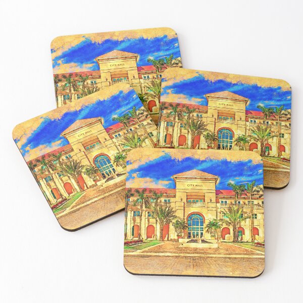 Item preview, Miramar city hall building - digital painting with a vintage look designed and sold by NickoPrints.