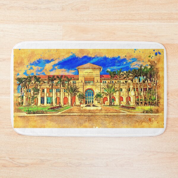 Item preview, Miramar city hall building - digital painting with a vintage look designed and sold by NickoPrints.