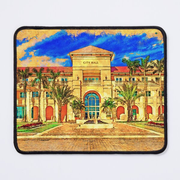 Item preview, Miramar city hall building - digital painting with a vintage look designed and sold by NickoPrints.