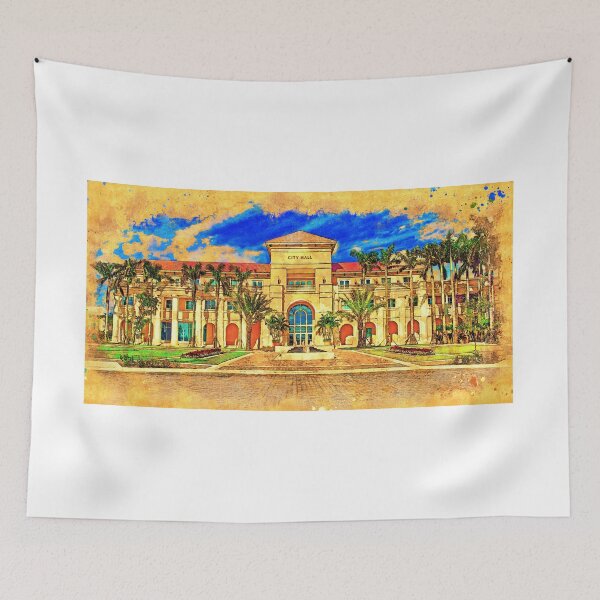 Item preview, Miramar city hall building - digital painting with a vintage look designed and sold by NickoPrints.