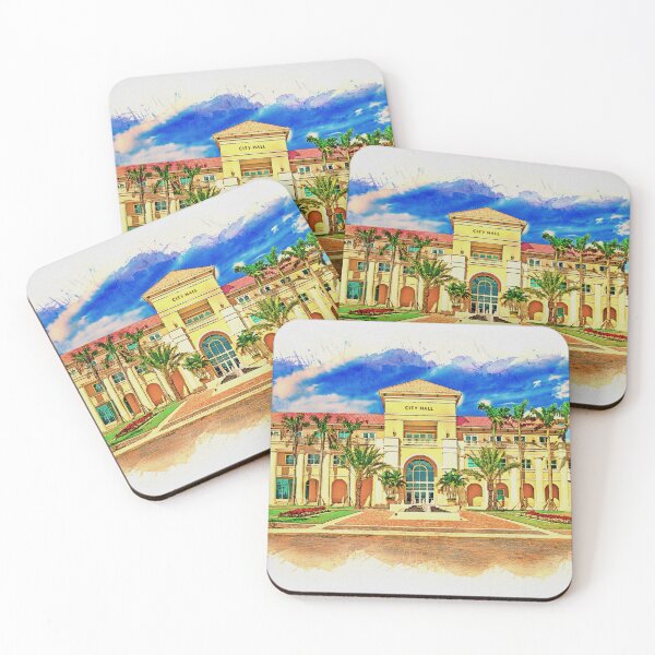 Item preview, Miramar city hall building - watercolor painting designed and sold by NickoPrints.
