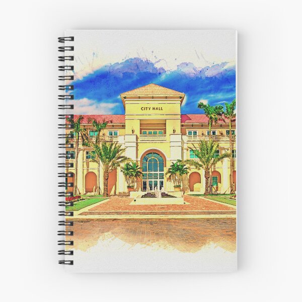 Item preview, Miramar city hall building - watercolor painting designed and sold by NickoPrints.