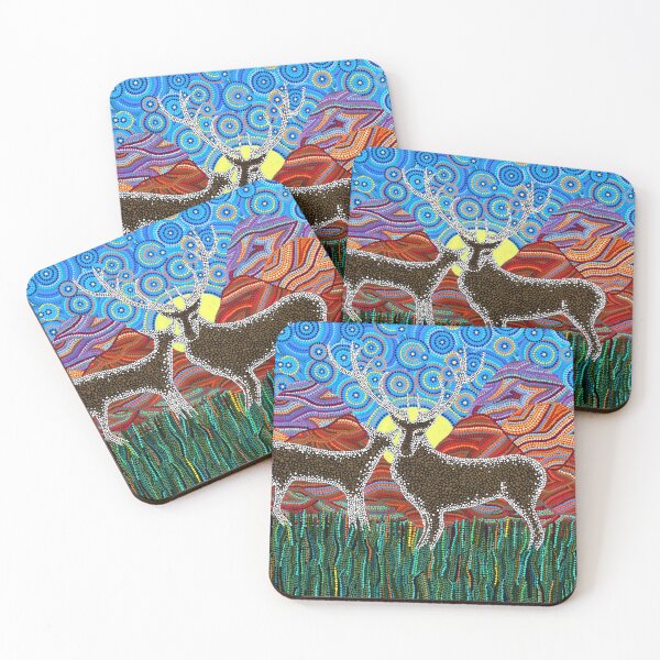 Item preview, Dot painted stag couple illustration designed and sold by Chloe Nyiri.