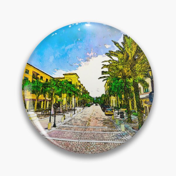 Item preview, Downtown Miramar, Florida, with the City Hall Promenade - sketch painting designed and sold by NickoPrints.