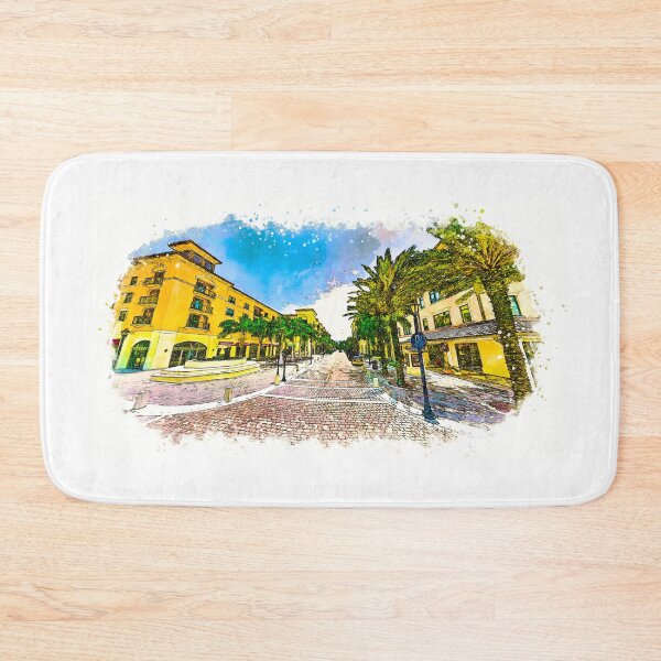 Item preview, Downtown Miramar, Florida, with the City Hall Promenade - sketch painting designed and sold by NickoPrints.
