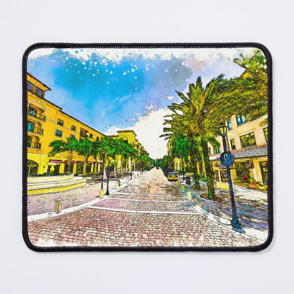 Item preview, Downtown Miramar, Florida, with the City Hall Promenade - sketch painting designed and sold by NickoPrints.