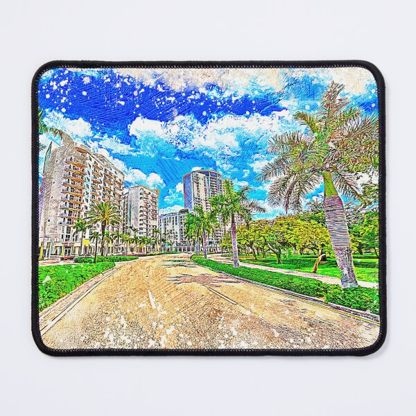 Item preview, Young Circle Park in downtown Hollywood, Florida - colored drawing designed and sold by NickoPrints.
