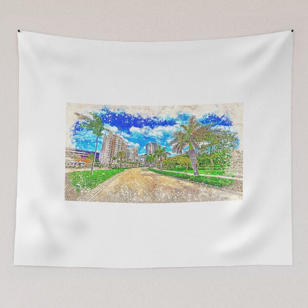 Item preview, Young Circle Park in downtown Hollywood, Florida - colored drawing designed and sold by NickoPrints.