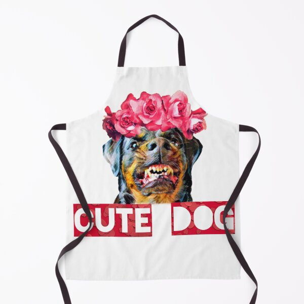 Item preview, angry painted pit bull with a wreath of flowers on his head and the inscription cute dog designed and sold by DanaIrik.