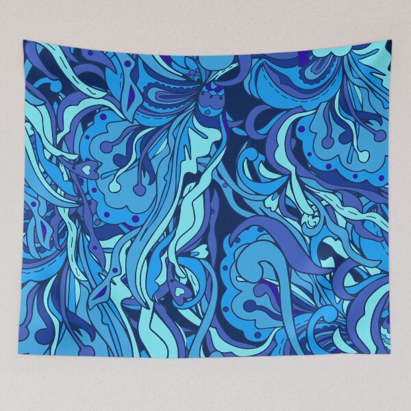 Item preview, Blue Seaweed Print, Seaweed Print, Flowing Print, Pattern Prints, Floral Print designed and sold by PinHookPrincess.