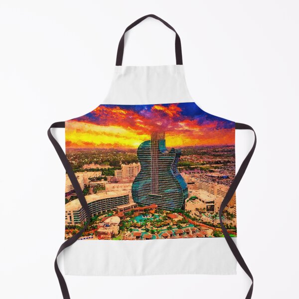 Item preview, Seminole Hard Rock Hotel and Casino Hollywood - Guitar Hotel - at sunset - digital painting designed and sold by NickoPrints.