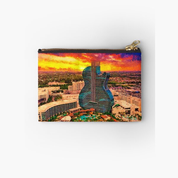 Artikelvorschau, Seminole Hard Rock Hotel und Casino Hollywood - Guitar Hotel - bei Sonnenuntergang - digitale Malerei entworfen und verkauft von NickoPrints.