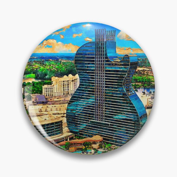 Item preview, Seminole Hard Rock Hotel and Casino Hollywood - Guitar Hotel - digital painting with vintage look designed and sold by NickoPrints.