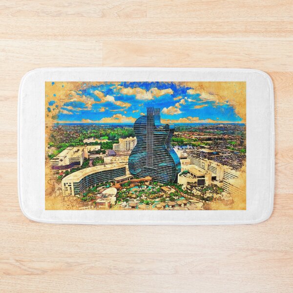 Artikelvorschau, Seminole Hard Rock Hotel and Casino Hollywood - Guitar Hotel - digitales Gemälde mit Vintage-Look entworfen und verkauft von NickoPrints.